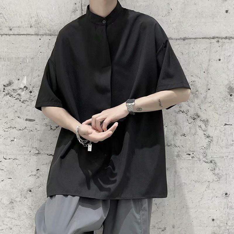 Áo Sơ Mi Lụa Ngắn Tay Dáng Rộng Thời Trang Mùa Hè Dành Cho Nam