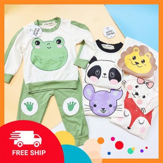 [QATE] Bộ Dài Minky Mom Cotton 100 % In Họa Tiết Ếch Xanh-Sói Đỏ ( Sz 7-19kg)