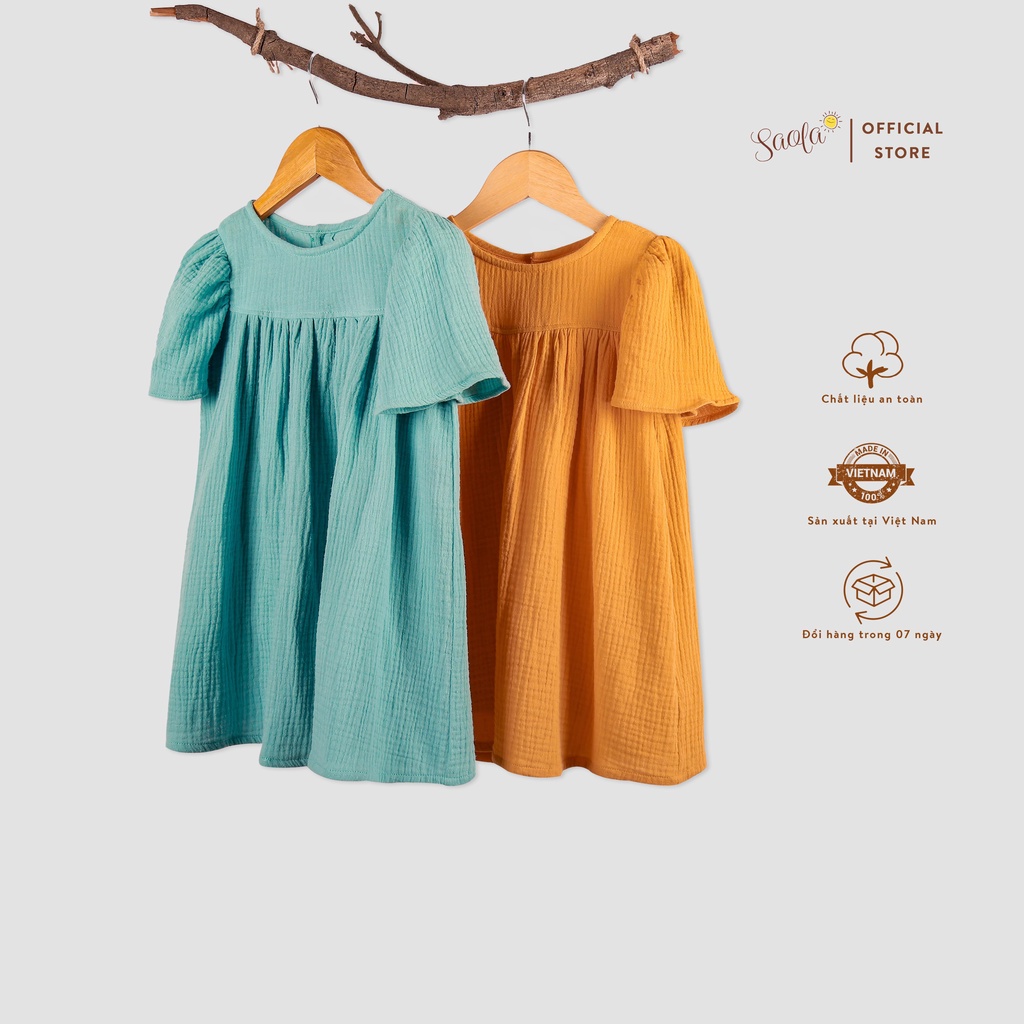 Đầm Bé Gái/ Váy Bé Gái Tay Cánh Tiên Dễ Thương Chất Liệu Muslin Thoáng Mát - FAYE DRESS - DRM004 - SAOLA KIDS CLOTHING