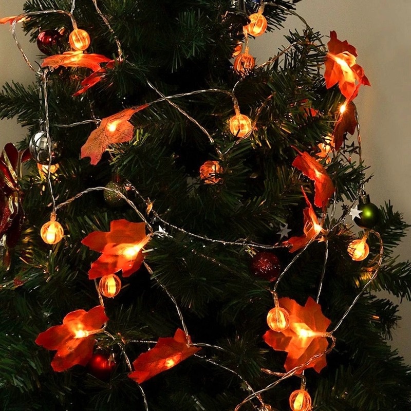 Dây Đèn LED 10/20 Bóng Hình Lá Phong/ Bí Ngô Trang Trí Tiệc Halloween