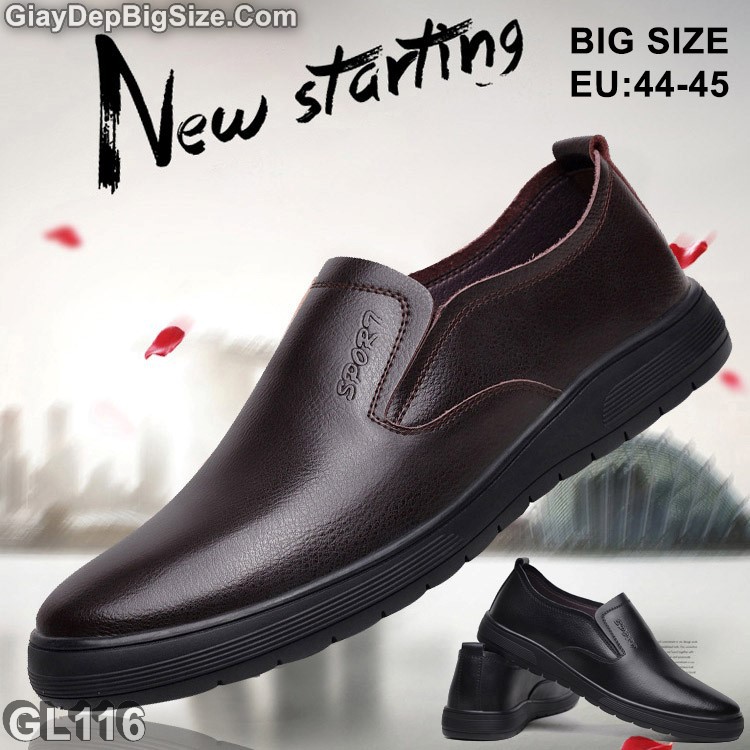 Giày xỏ công sở, giày lười big size cỡ lớn EU:44-45 cho nam chân to