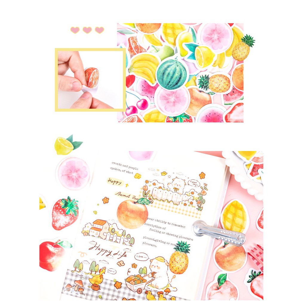 Bộ sticker/ Hình dán Họa Tiết Hình Trái Cây (46 Hình)