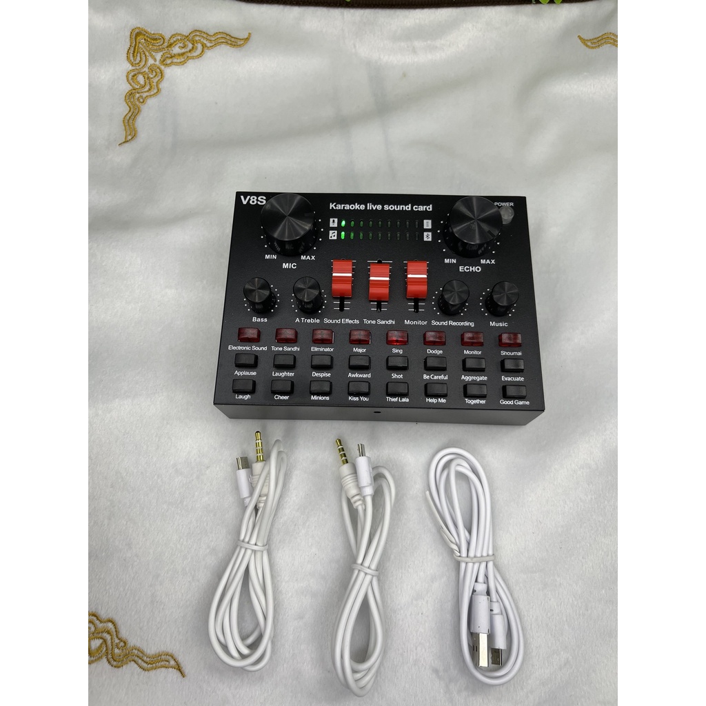 Sound Card V8S Tích Hợp Bluetooth. Chế Độ Autotune, Giả Giọng Người Già Trẻ Em,Dễ Dàng Sử Dụng. Bảo Hành 12 Tháng