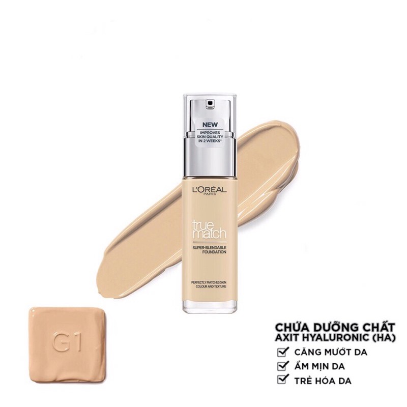 Kem nền mịn nhẹ dưỡng da dạng lỏng L'Oreal Paris True Match