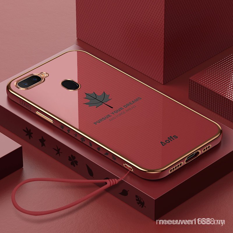 Ốp điện thoại mềm họa tiết lá phong cho OPPO A5S A7 A12 OPPO F9