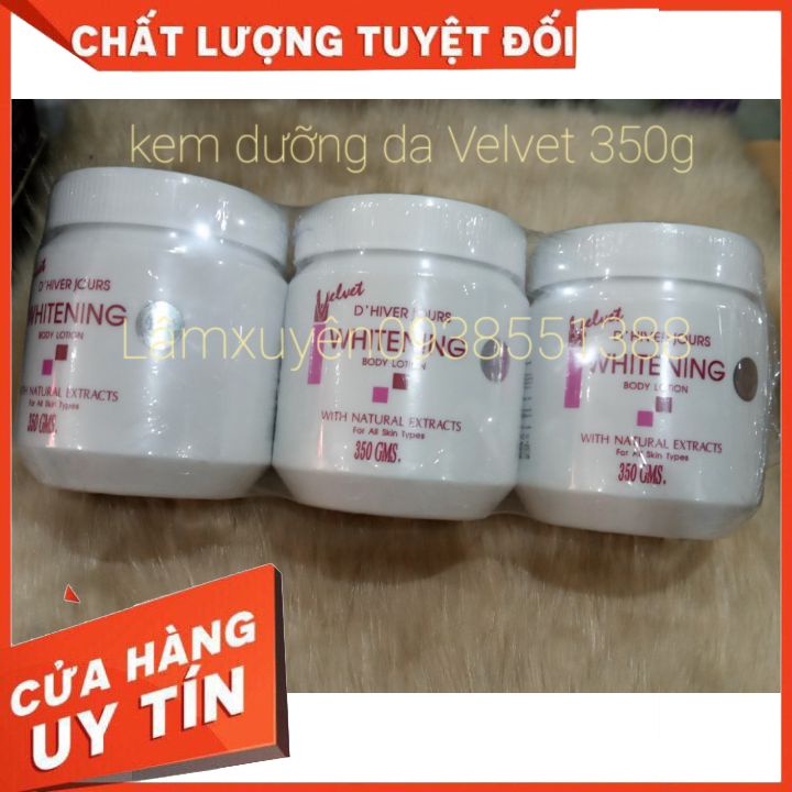 Kem velvet WHITENING 350G  FREESHIP  giúp làm trắng da, không trắng ảo , cải thiện khô da sần sùi ,không bị bắt nắng .