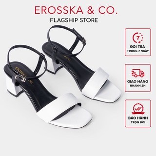 Giày sandal cao gót Erosska mũi vuông cao 5cm màu trắng - EB030