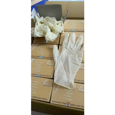 Găng Tay Latex Không Bột Polime Vglove Chính Hãng 100 Chiếc/Hộp