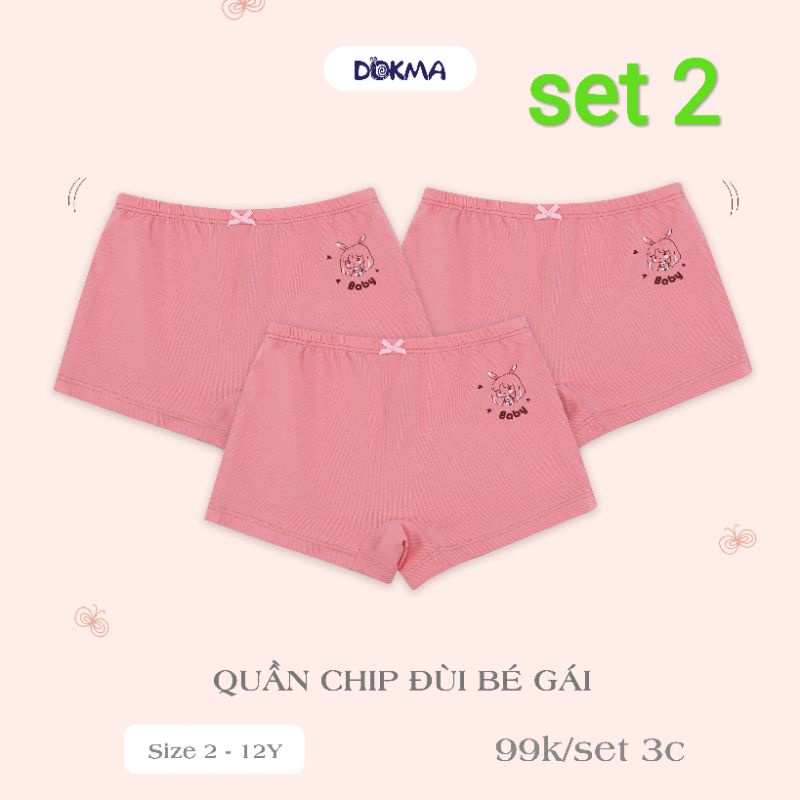 [Dokma] Set 3 chiếc QUẦN CHÍP đùi cao cấp bé gái size 2-8Y