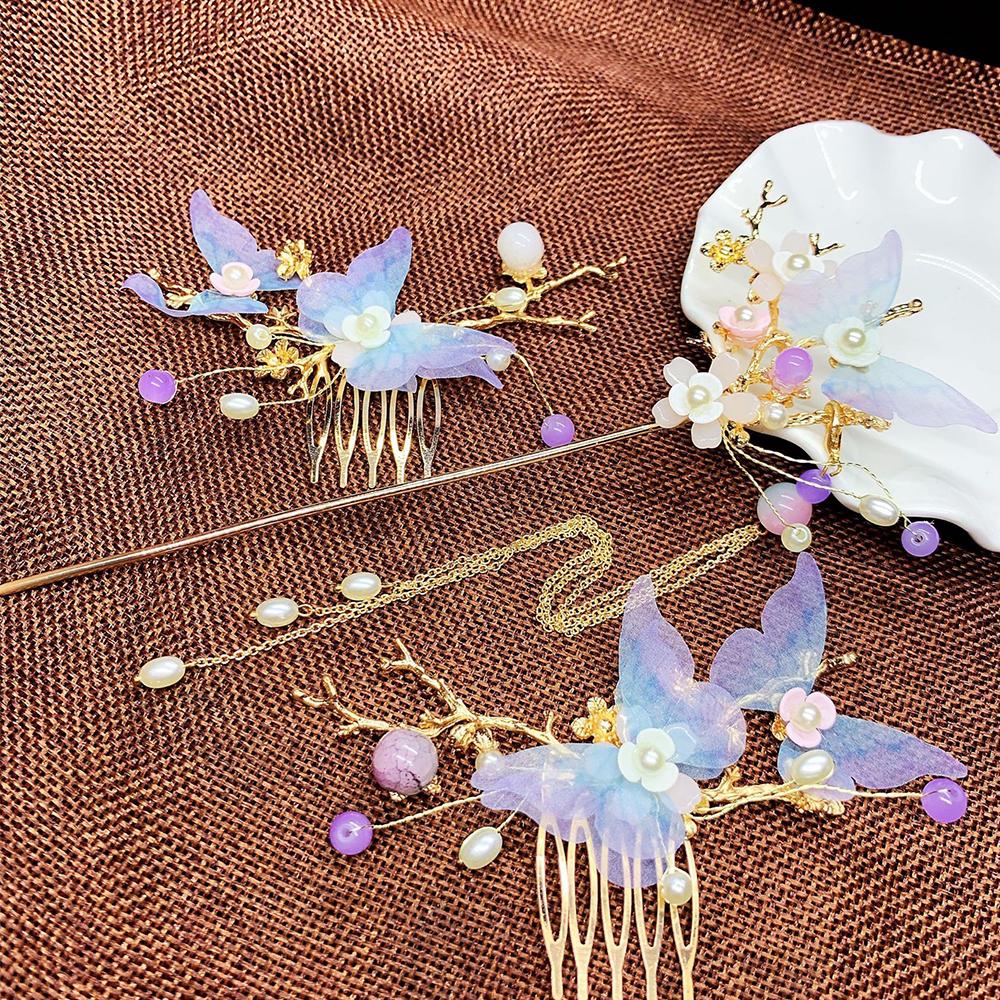 Lược Cài Tóc Phối Tua Rua Kiểu Hán Phục Trung Hoa Xinh Xắn VANES1