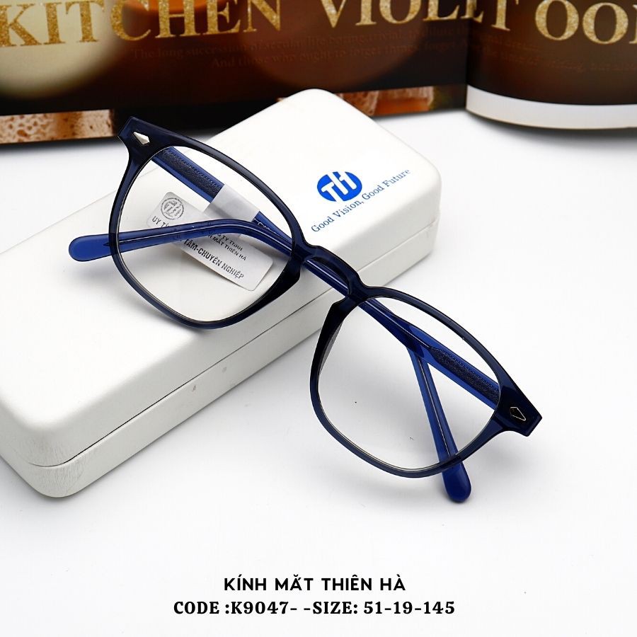 Gọng kính vuông nam nữ THIÊN HÀ OPTICAL chất liệu nhựa acetate cao cấp càng kính cốt thép chắc chắn màu cá tính K9047