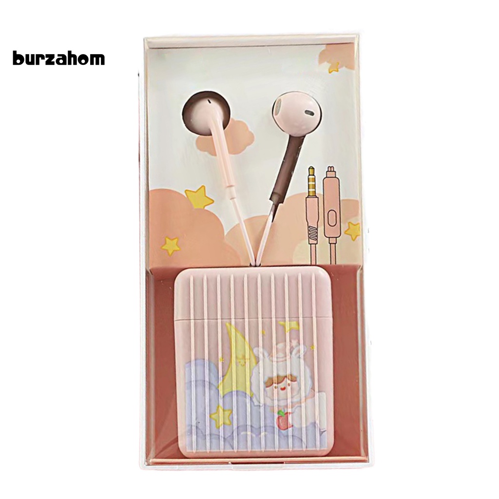 Tai Nghe Có Dây Kiểu Hoạt Hình Dễ Thương Kèm Hộp Đựng 3.5mm Tiện Dụng