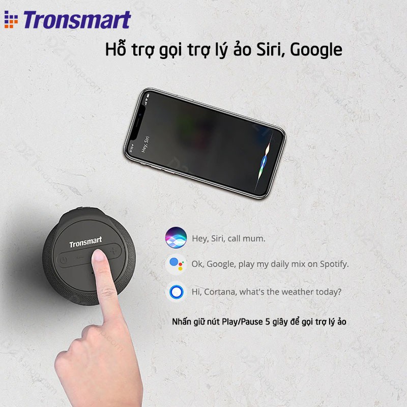 Tronsmart Element T6 Mini  | CHÍNH HÃNG | Loa Bluetooth 5.0 ngoài trời chống thấm nước IPX6 15W chơi nhạc lên tới 24 giờ