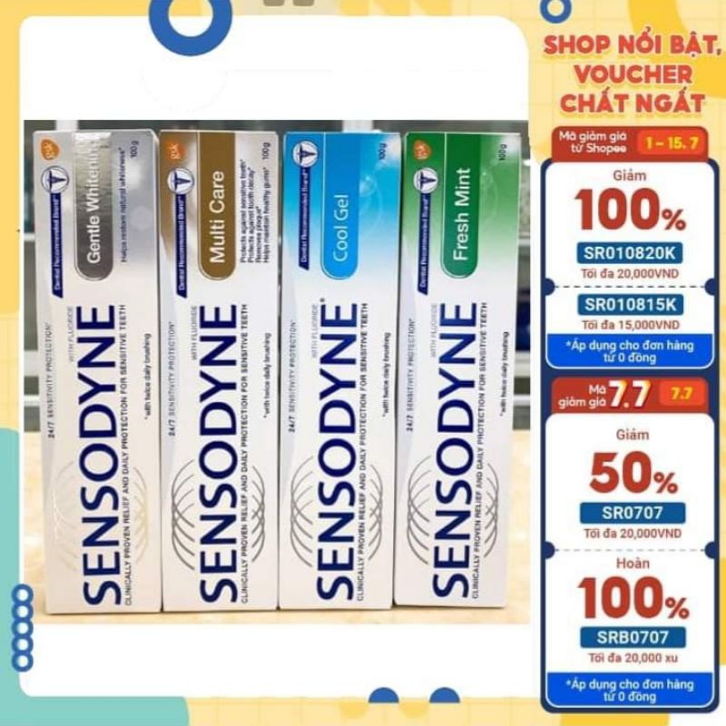 Kem đánh răng sensodyne trắng răng ngừa ê buốt thơm miệng dài lâu.