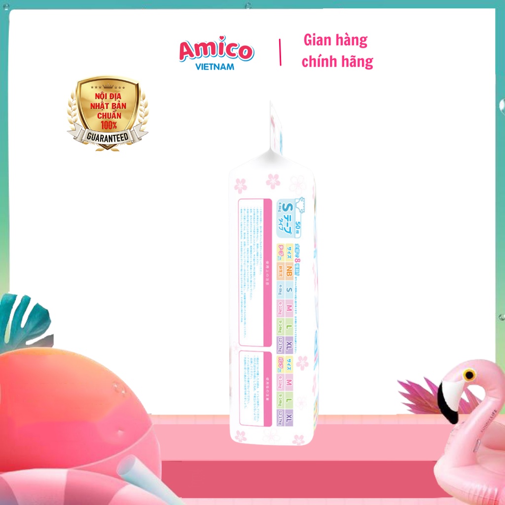 Tã dán sơ sinh AMIKOKO S50 (4-8kg) - 10M