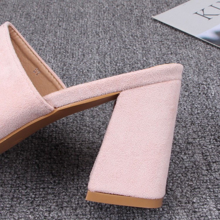 Guốc cao gót da lộn đế 9cm xuất khẩu mẫu mới 2021