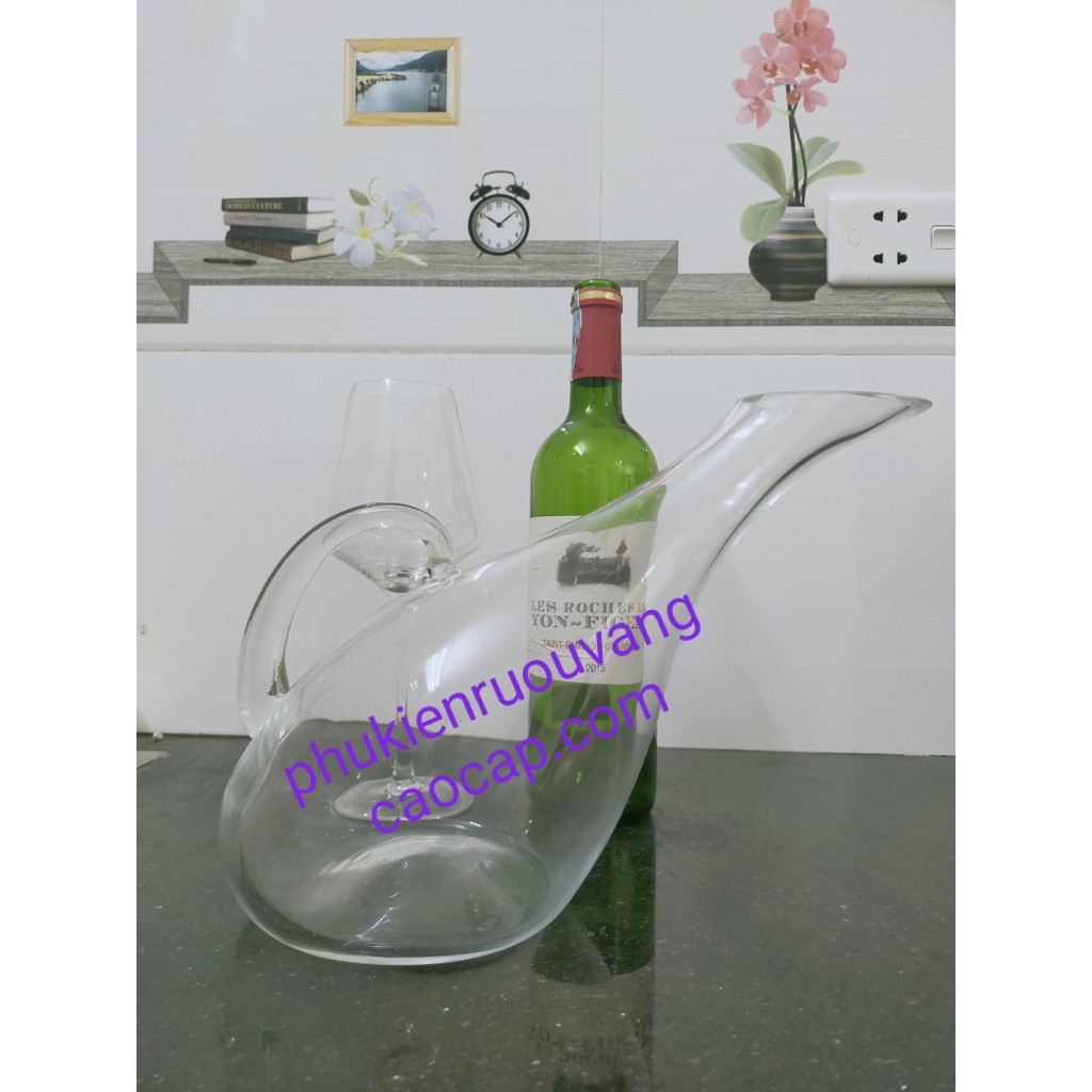Decanter hình cổ ngỗng dung tích 2000ml. Bình thở rượu vang