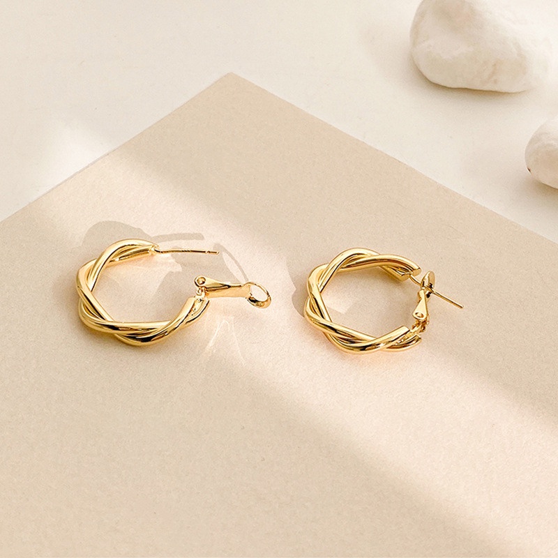 Khuyên Tai Kim Loại Khoen Tròn Dây Xích Đơn Giản Thời Trang Mới Cho Nữ