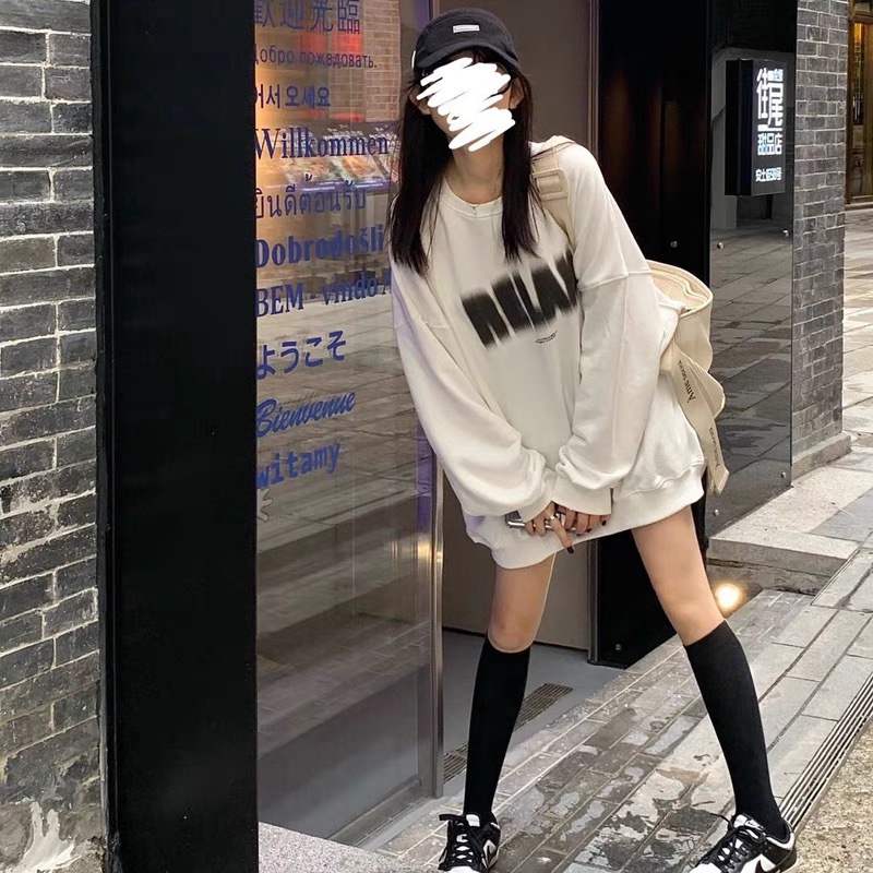 Áo hoodie Cổ Tròn Dáng Rộng Thời Trang Thu Đông Hàn Quốc 2022