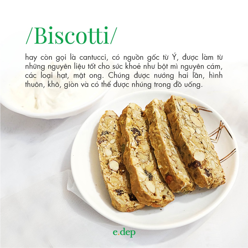 Bánh biscotti 210g ăn kiêng, không đường tinh luyện, Eat Clean