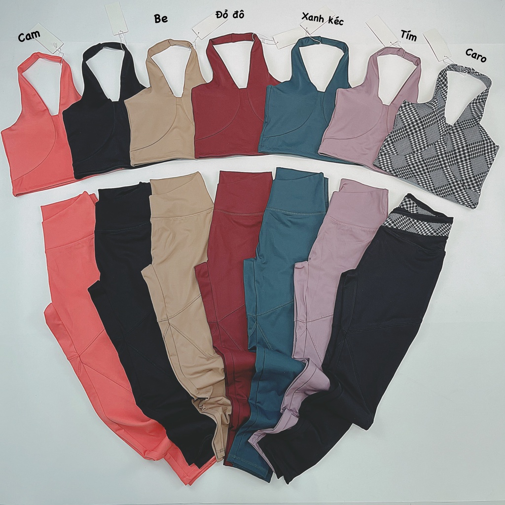 Set Dài Thể Thao Nữ Tập Gym, Yoga Cổ Yếm Tôn Dáng