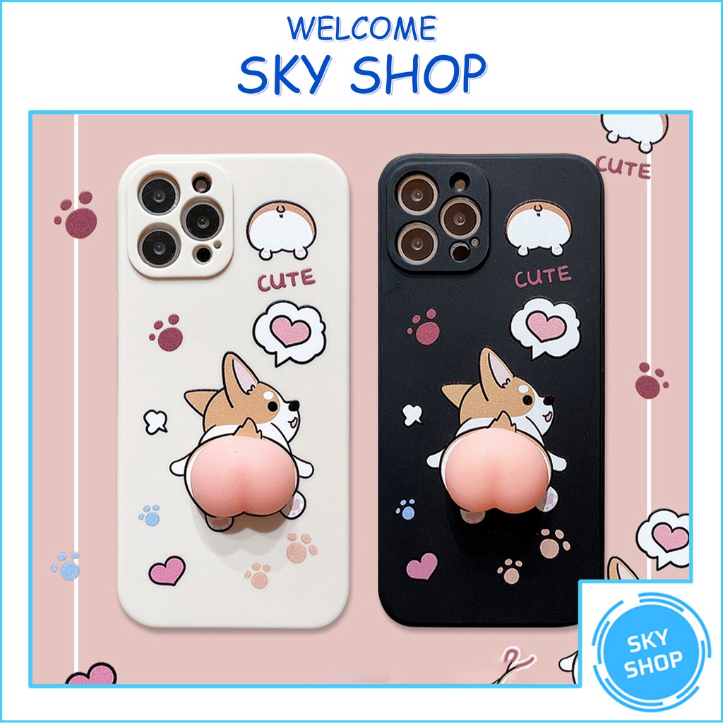 Ốp Lưng Iphone Cạnh Vuông 3D Hình Corgi Cực HOT 6/6plus/6s/6splus/7/7plus/8/8plus/x/xr/xs/11/12/pro/max/plus/promax