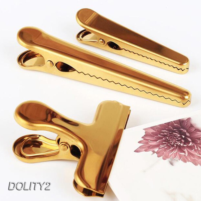 [Dolity2] Kẹp Miệng Túi Thực Phẩm Bằng Thép Không Gỉ Màu Vàng