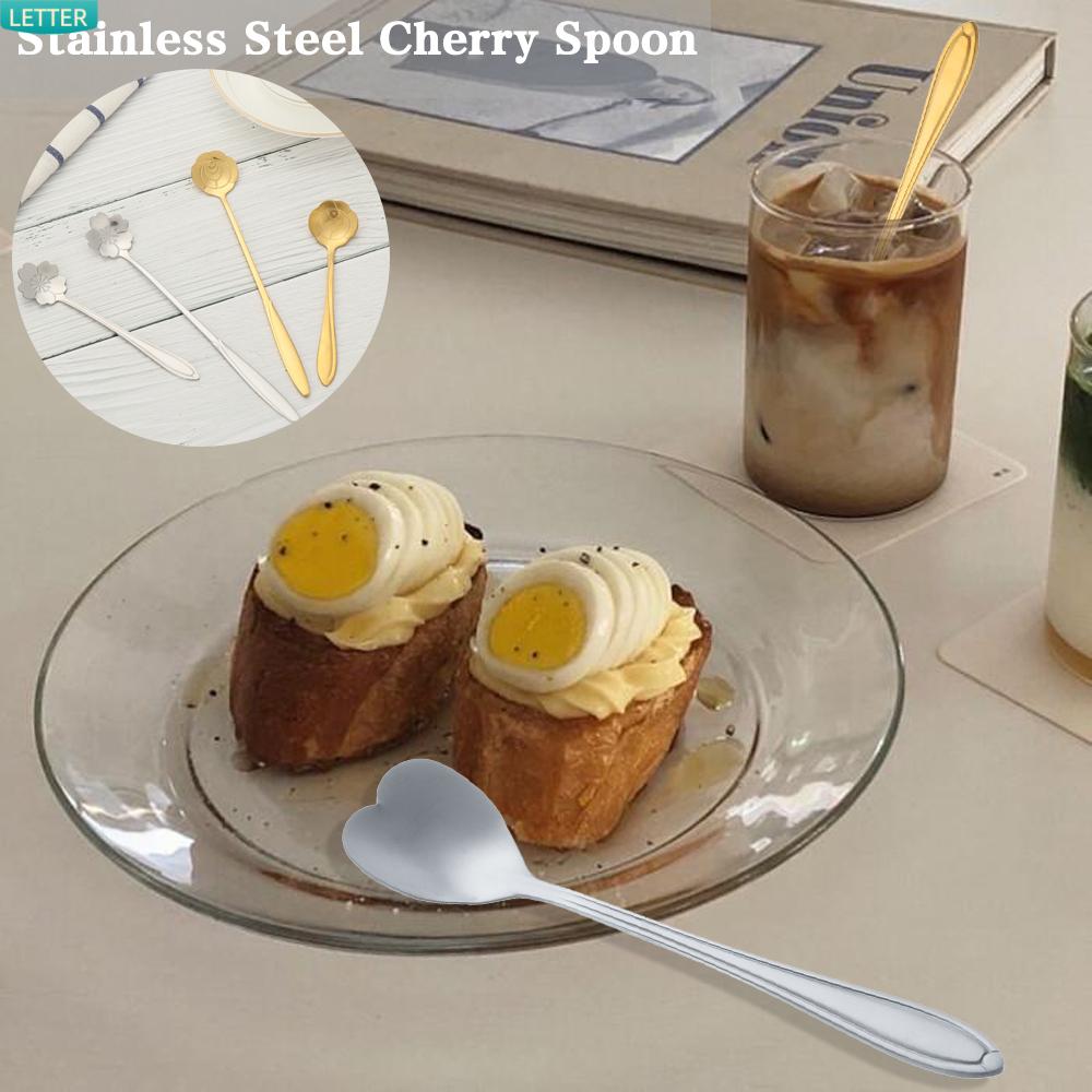 Muỗng Khuấy Cà Phê Bằng Thép Không Gỉ Mạ Hình Hoa Anh Đào Sáng Tạo Mới