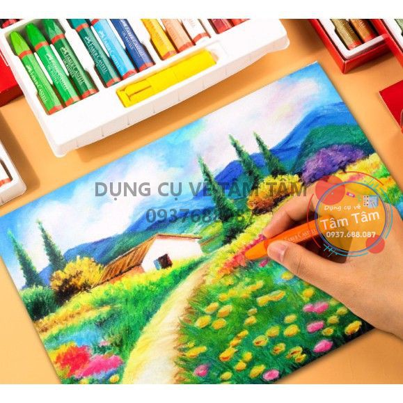 [ TÂM TÂM ]-Sáp dầu Faber Castell, Oil pastel Faber Castell bộ 24/48/60 màu
