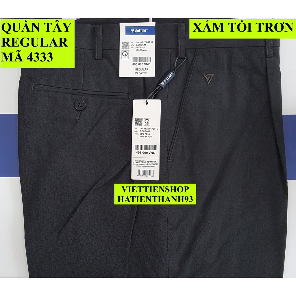 (4333 QTR) QUẦN TÂY VIỆT TIẾN CÓ LY (KO ÔM - REGULAR)