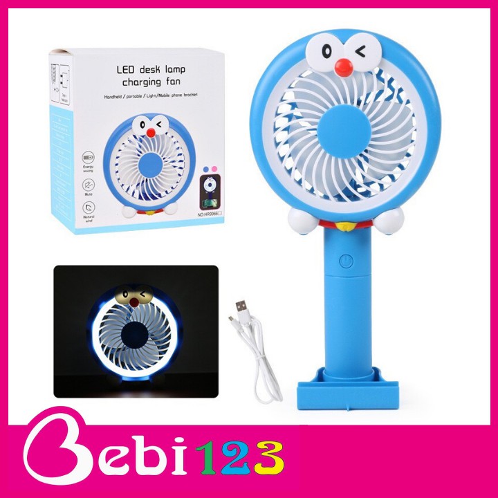 Quạt Cầm Tay Pin Có Đèn Hình Ngộ Nghĩnh Cho Bé