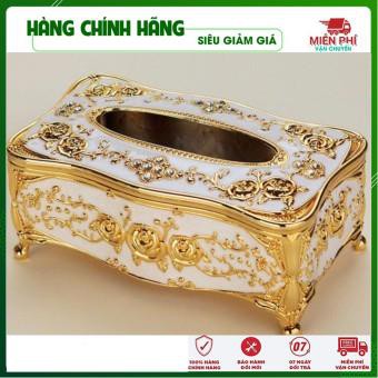 Hộp đựng khăn giấy, hộp khăn giấy mạ vàng cao cấp sang trọng phong cách Châu Âu