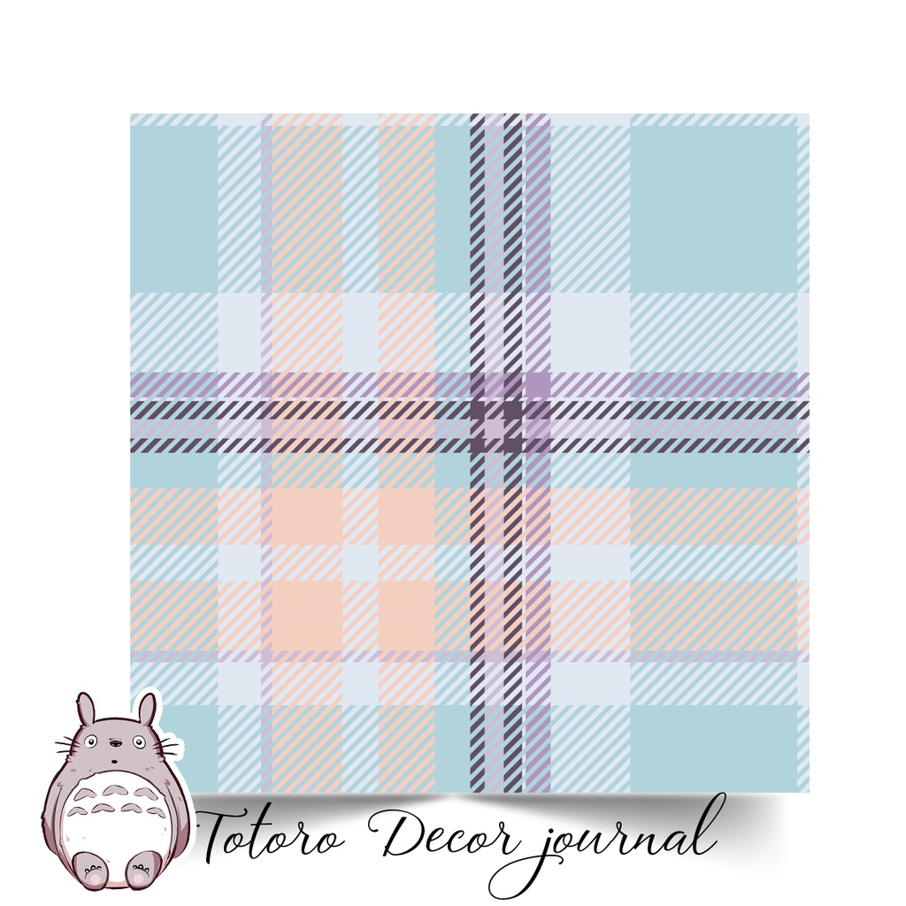 Sét 14 tờ gói hàng gói quà bọc vở họa tiết caro xanh tím