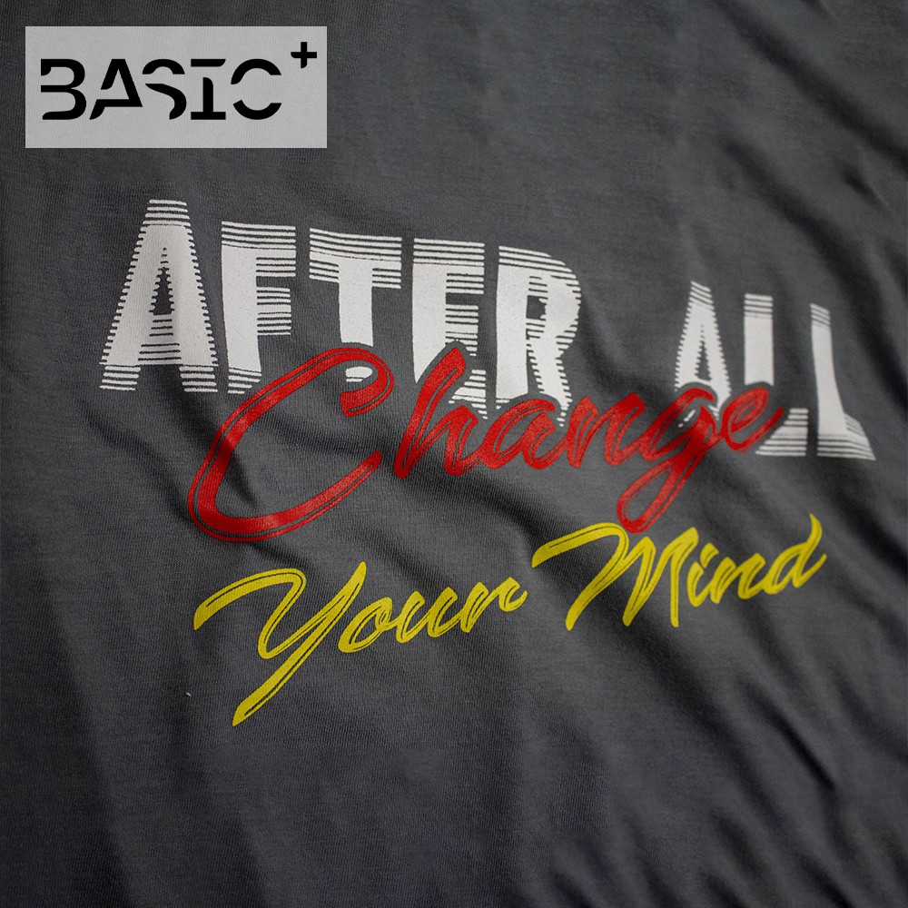 Áo thun nam tay ngắn After All, in chữ Change Your Mind, màu xám - A01-15