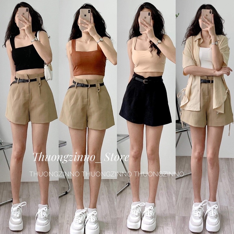 Áo 2 dây bản to có mút ngực 2 dây croptop Hàn Quốc