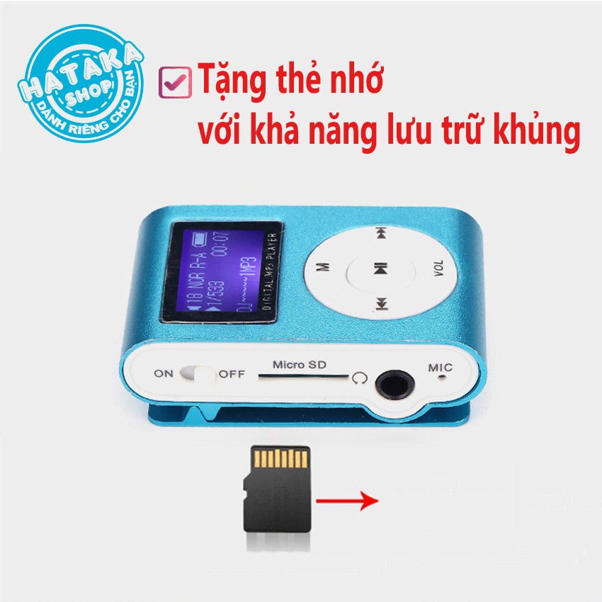 Máy nghe nhạc tặng thẻ nhớ, tai nghe và dây sạc-MINI có màn hình