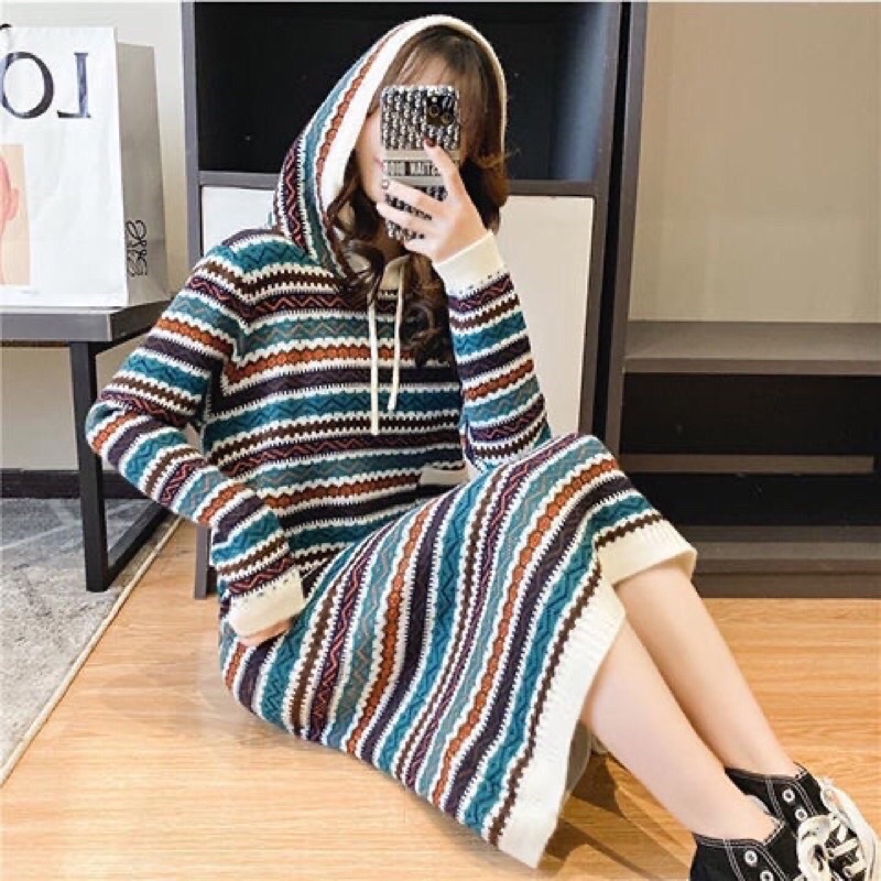 -Váy len nữ vintage thổ cẩm