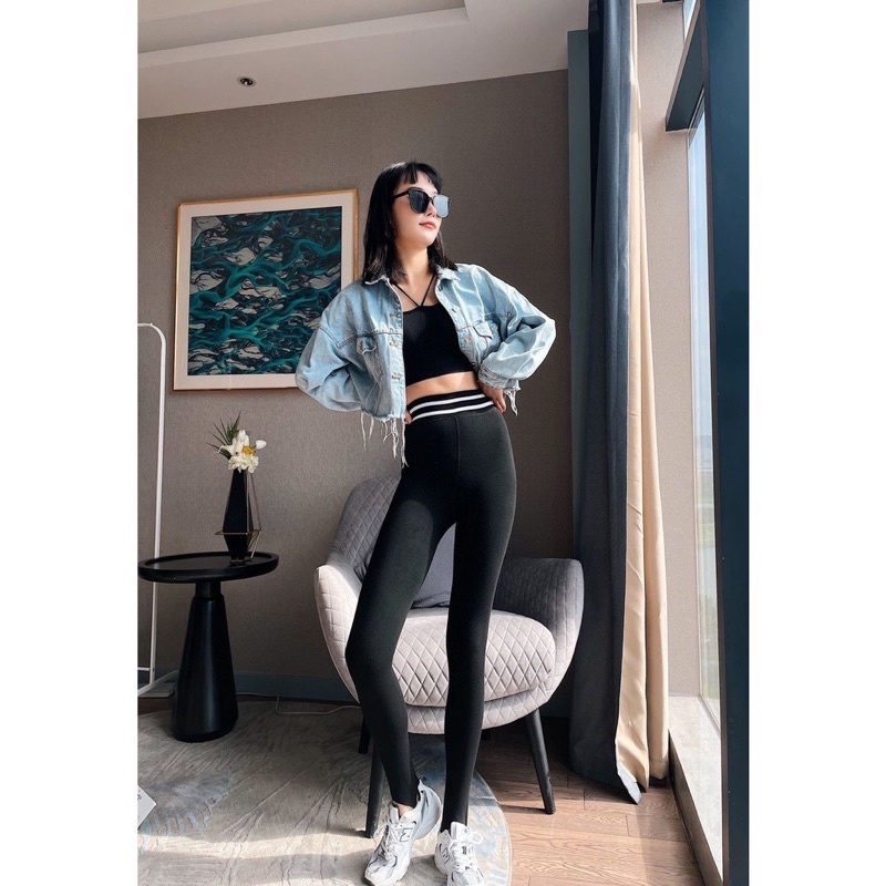 Quần legging nữ lót lông cạp cao siêu ấm