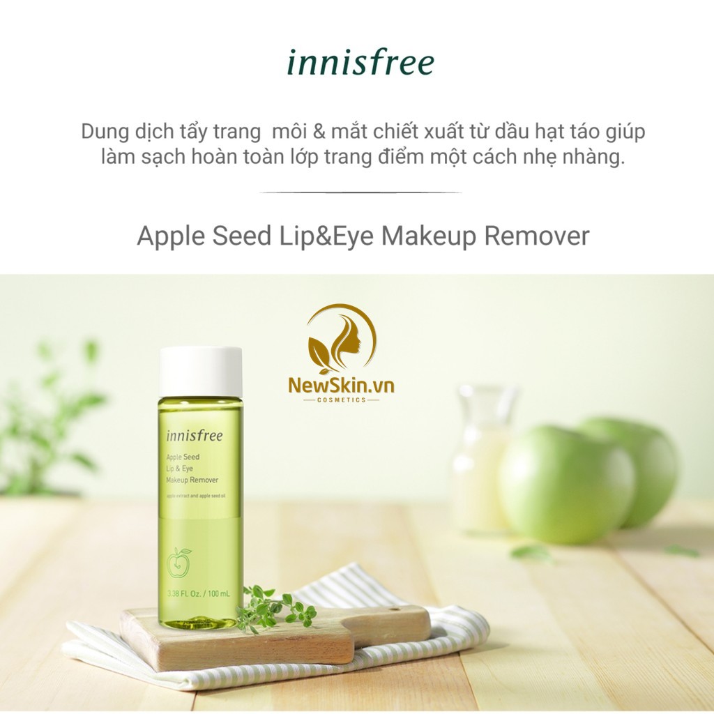Dầu Tẩy Trang Mắt và Môi Innisfree Apple Seed Lip &amp; Eye Makeup Remover 100ml