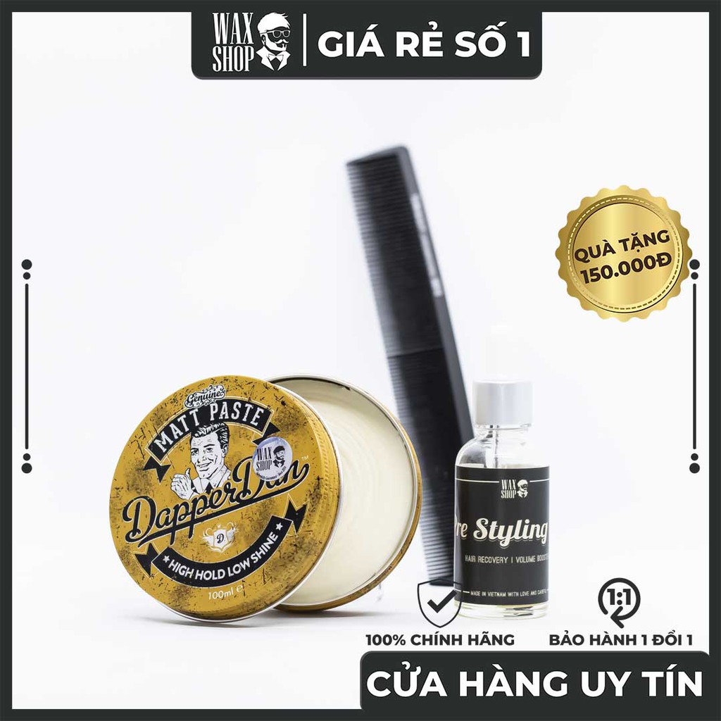 Sáp Vuốt Tóc Dapper Dan Matt Paste ⚡ [Chính Hãng] ⚡ Siêu Giữ Nếp Tóc tới 24 Tiếng, Tặng Kèm Pre-Styling Oil và Lược Sấy