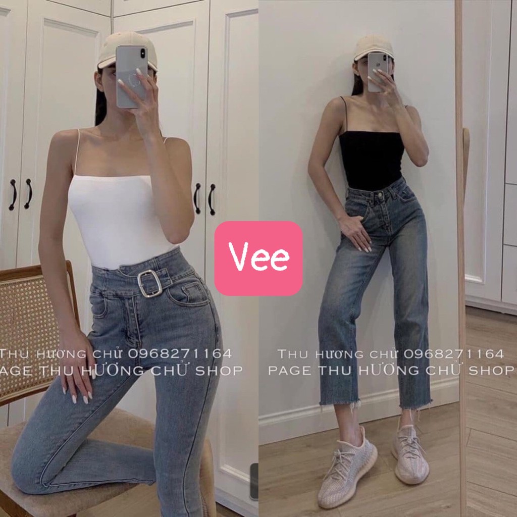 Áo 2 dây bún co dãn dáng ôm body / áo hai dây mảnh basic