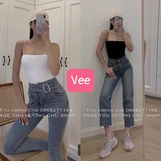 Áo 2 dây bún co dãn dáng ôm body / áo hai dây mảnh basic