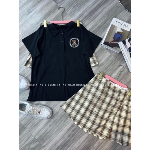 SET ÁO POLO GẤU THÊU + CV KATE - MÚP BIGSIZE 60-100KG