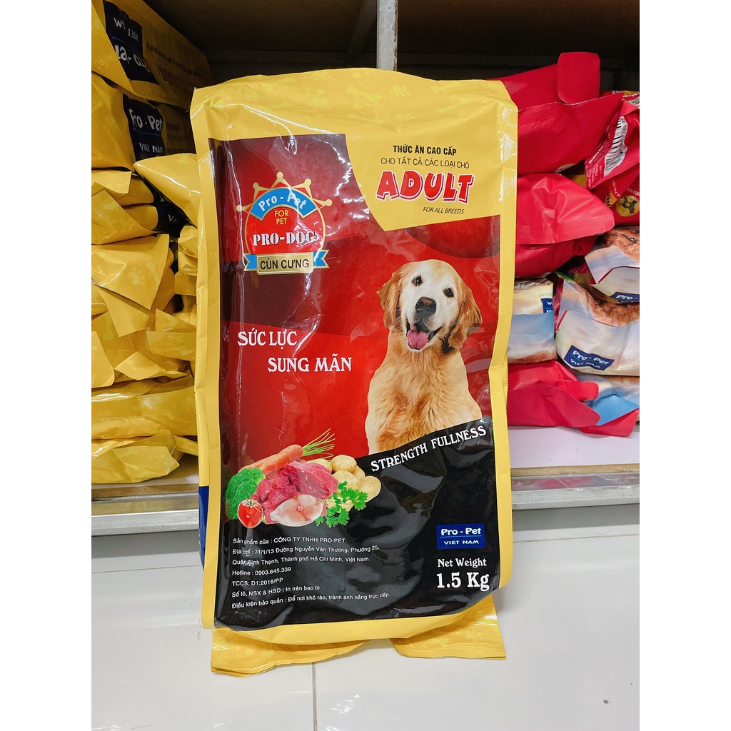 &lt;HẠT CHO CHÓ&gt; Thức Ăn Cho Chó Pro-Dog Adult Dạng hạt Túi 1,5kg