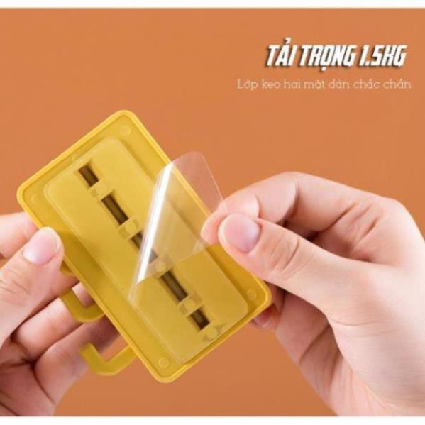 Móc 4 Nhánh Dán Tường Xoay, Móc Treo Đồ Đa Năng Kèm Miếng Dán Trong Suốt Siêu Chắc Tiện Lợi