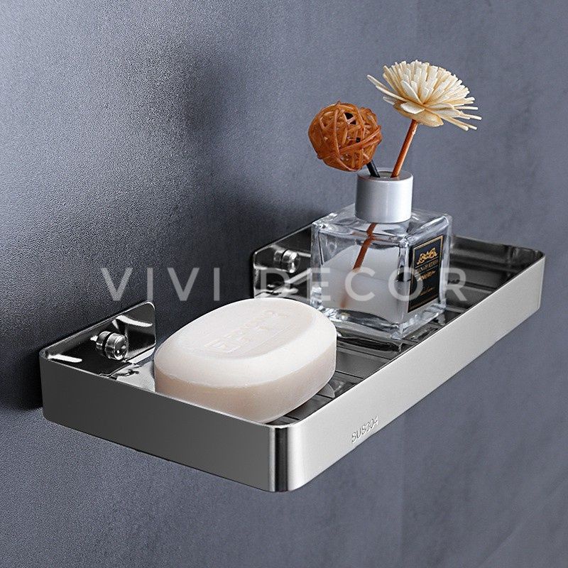 Khay đựng xà phòng, xà bông Inox SUS 304 dán tường hoặc khoan tường Size L