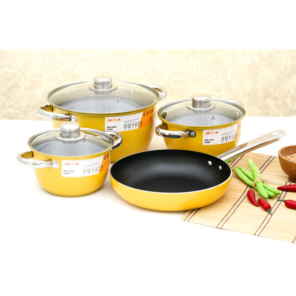 Bộ nồi chảo Goldsun (Chảo không dùng được bếp từ)