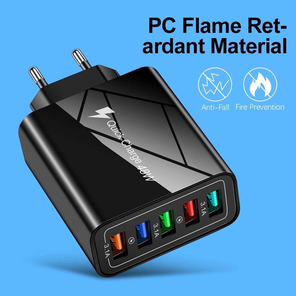 Củ sạc nhanh TWITCH QC3.0 5 cổng USB 48W chất lượng cao tiện lợi