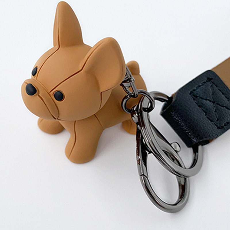 Móc Khóa Mặt Hình Chó Bull Pháp Dễ Thương Trang Trí Thời Trang