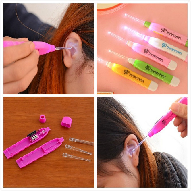 [Hàng mới về] Set dụng cụ lấy ráy tai an toàn có đèn led cho trẻ em và người lớn